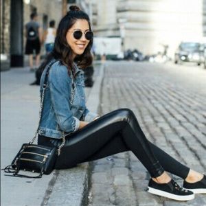 Athleta Faux Leather Stripe Metro Tux Legging